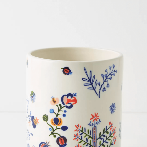 White Ceramic Flower Mug